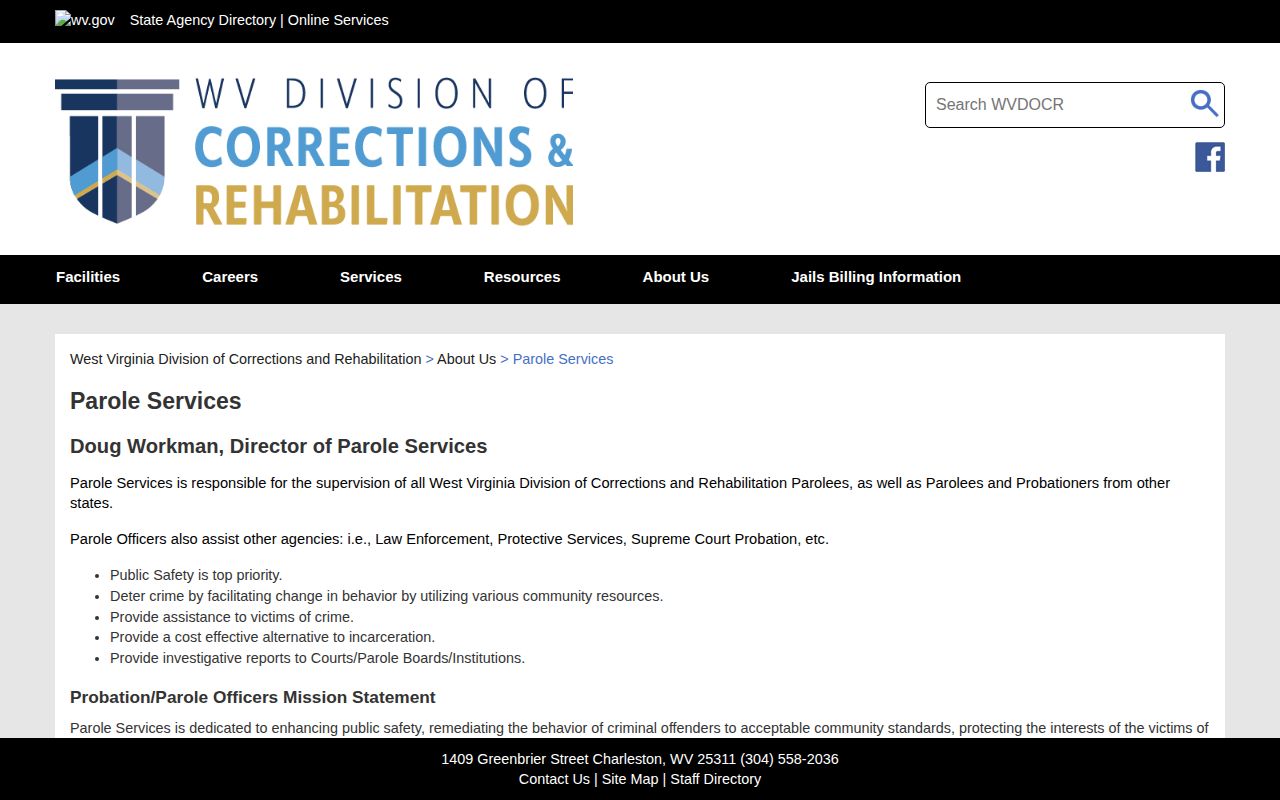 Grant County parole supervision overview from WVDCR Parole Services