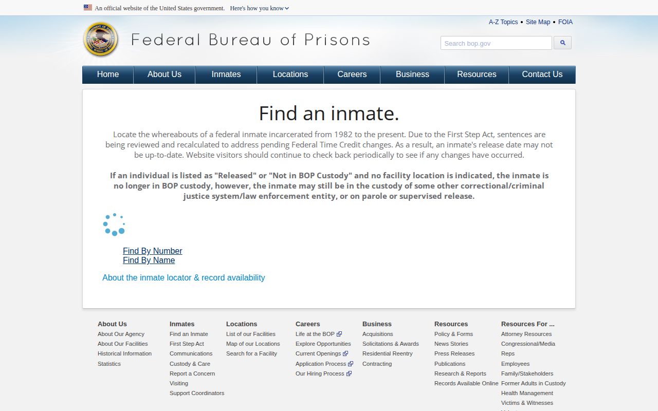 Grant County federal BOP release locator result